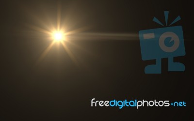 Lens Flare Or Star Flare In Black Background.modern Nature Flare Effect With Black Background For Overlay Design Stock Image