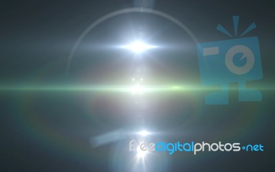 Lens Flare Or Star Flare In Black Background.modern Nature Flare Effect With Black Background For Overlay Design Stock Image