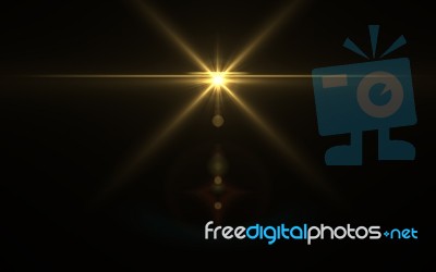 Lens Flare Sun Light In Middle Space With Black Background Stock Image