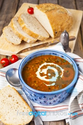 Lentil And Tomato Soup Stock Photo