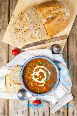 Lentil And Tomato Soup Stock Photo