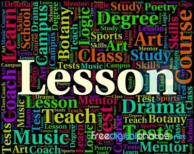 Lesson Word Represents Class Lessons And Sessions Stock Image