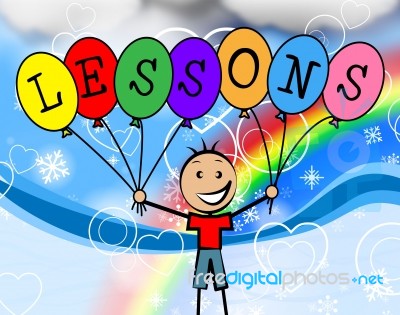 Lessons Balloons Represents Learning College And Train Stock Image