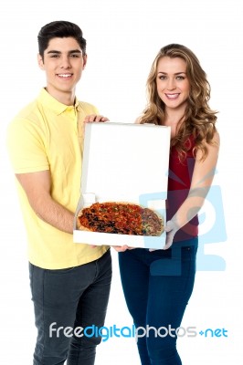 Lets Share The Yummy Pizza Stock Photo