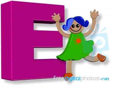 Letter E Girl Stock Image