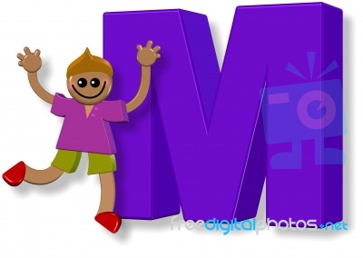 Letter M Boy Stock Image