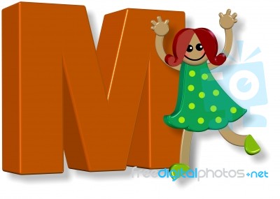 Letter M Girl Stock Image