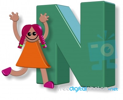 Letter N Girl Stock Image