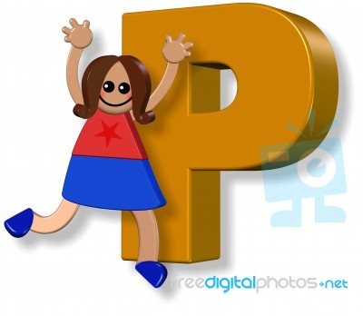 Letter P Girl Stock Image