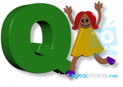 Letter Q Girl Stock Image