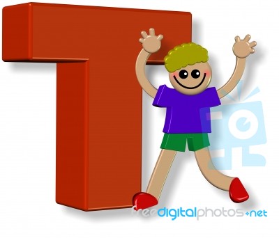 Letter T Boy Stock Image