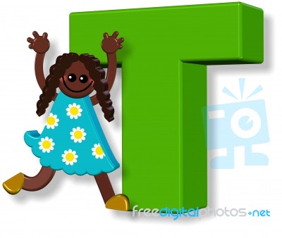 Letter T Girl Stock Image