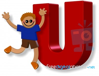 Letter U Boy Stock Image