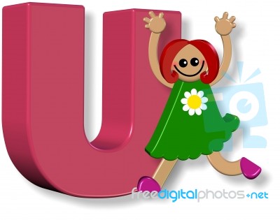 Letter U Girl Stock Image