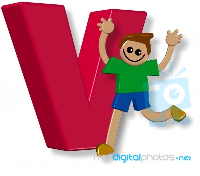 Letter V Boy Stock Image