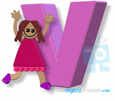 Letter V Girl Stock Image