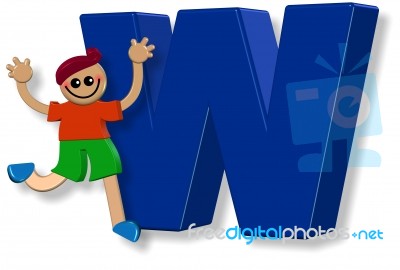 Letter W Boy Stock Image