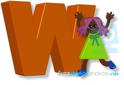 Letter W Girl Stock Image