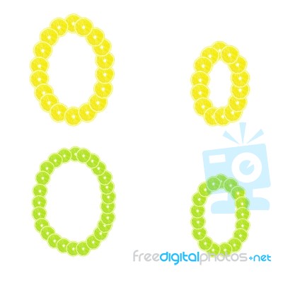 Letters Stacked Slices Of Lemon And Lime To Create Inscriptions Stock Photo