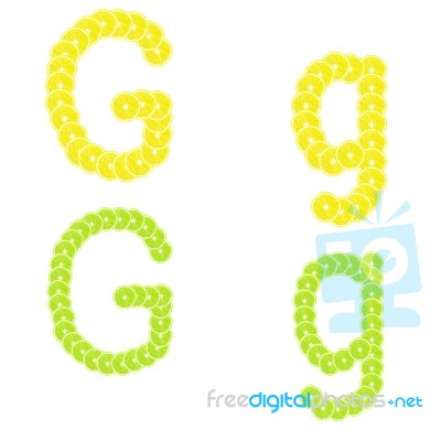 Letters Stacked Slices Of Lemon And Lime To Create Inscriptions Stock Photo