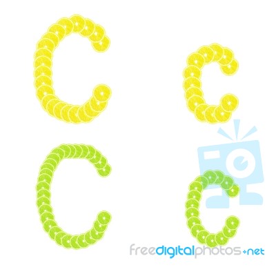 Letters Stacked Slices Of Lemon And Lime To Create Inscriptions Stock Photo