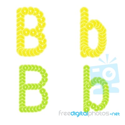 Letters Stacked Slices Of Lemon And Lime To Create Inscriptions Stock Photo