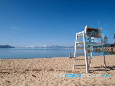 Lifeguard Chair Stand Stock Photo