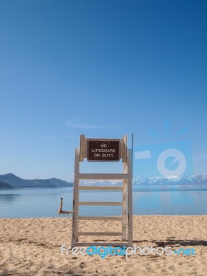 Lifeguard Chair Stand Stock Photo