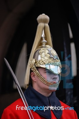 Lifeguard Of The Queens Household Cavalry Stock Photo