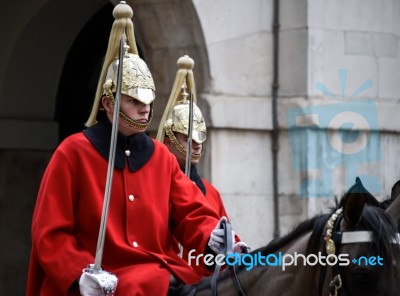 Lifeguards Of The Queens Household Cavalry On Duty In London Stock Photo