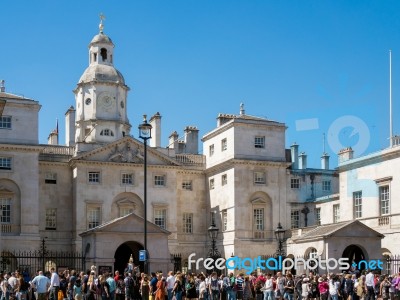 Lifeguards On Duty In Whitehall Watched By A Crowd Of Tourists Stock Photo