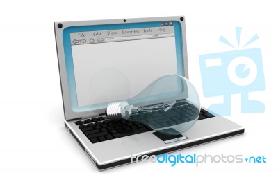 Light Bulb And Computer Stock Image