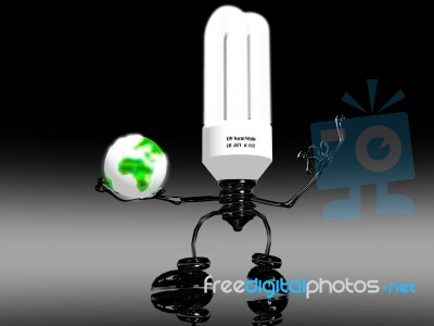 Light Bulb And Earth Stock Image