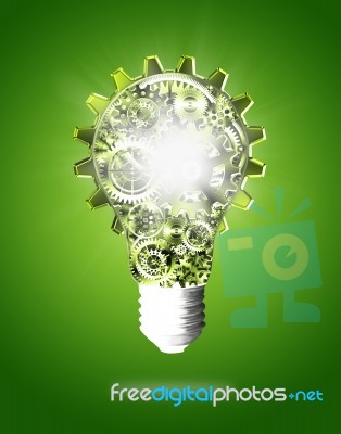 Light Bulb By Cogs Gears Stock Image