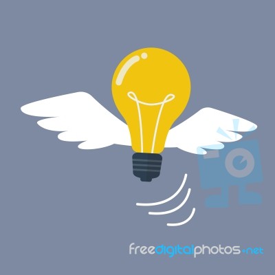 Light Bulb Flying Like A Bird Stock Image