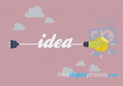 Light Bulb Idea In Flat Style Stock Image