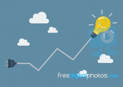 Light Bulb With Abstract Graph Stock Image