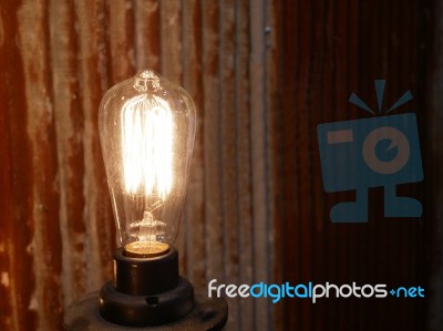 Light Bulbs Turn On Stock Photo