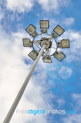 Light Pole On Blue Sky Background Stock Photo