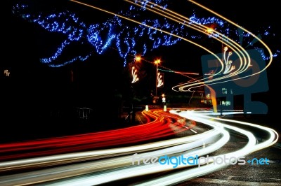 Light Trails Caterham On The Hill Stock Photo