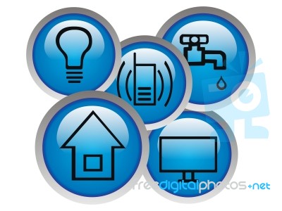 Light Water Phone House Icons Stock Image