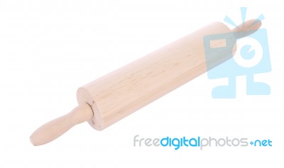 Light Wooden Rolling Pin For Cooking On White Background Stock Photo