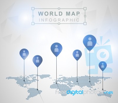 Light World Map With Pointer Marks Stock Image