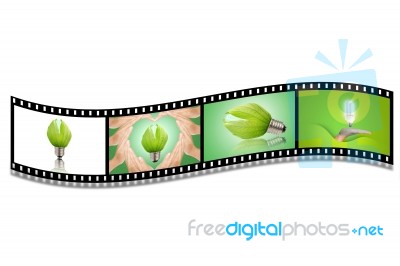 Lightbulb In Filmstrip Concept Of Saving Energy Stock Photo