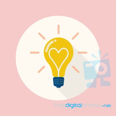 Lightbulb Of Love Flat Icon Stock Image