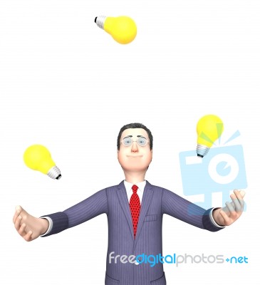 Lightbulbs Character Represents Power Source And Agility 3d Rend… Stock Image