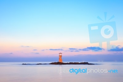 Lighthouse At Sunset Stock Photo