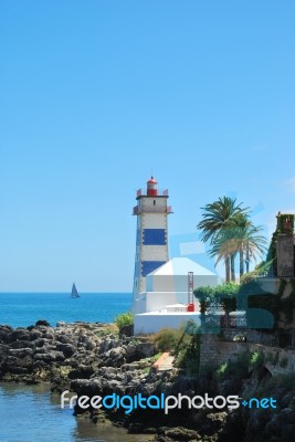 Lighthouse In Cascais, Portugal Stock Photo