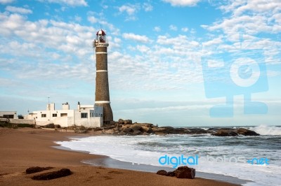 Lighthouse In Jose Ignacio Near Punta Del Este, Atlantic Coast, Stock Photo