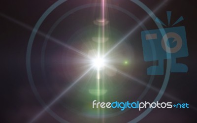 Lighting Abstract With Digital Lens Flare.lens Flare With Dust On Black Background. Easy To Add Overlay Or Screen Filter Over Photos Stock Image